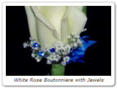 White Rose Boutonniere with Jewels