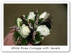 White Rose Corsage with Jewels